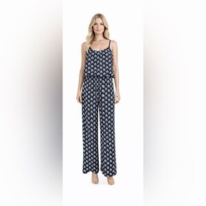 64 Sixty Five Black White Aztec Arrow Print Sleeveless Strappy Jumpsuit, Size S